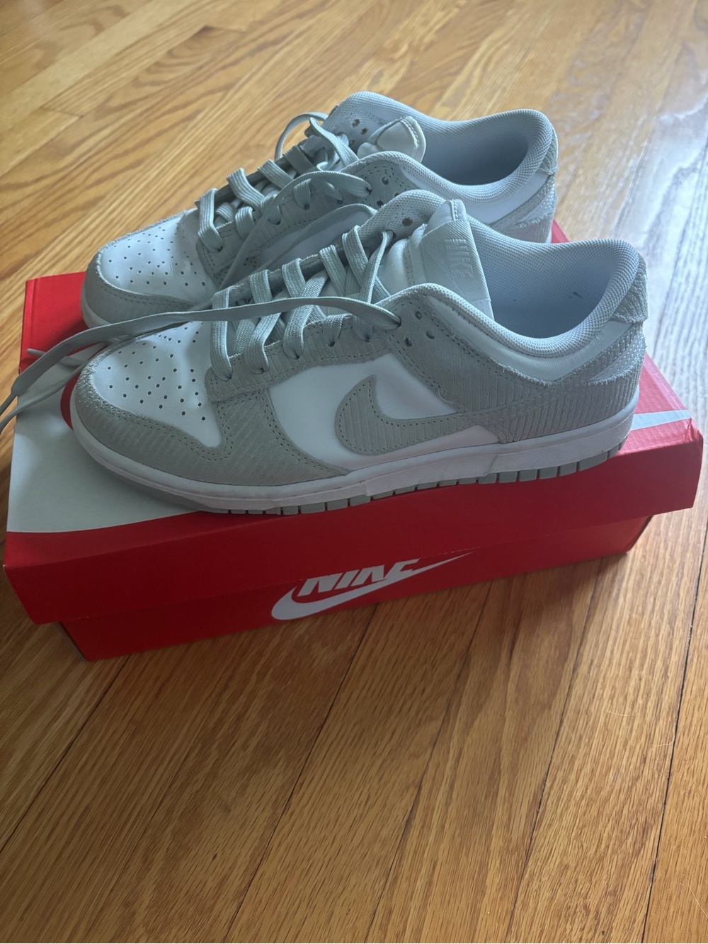 Nike Unisex Dunk Low Sneakers in Light Gray and White